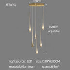 Gold-Plated Modern Chandeliers for Living Room, Staircase, Restaurant, Kitchen