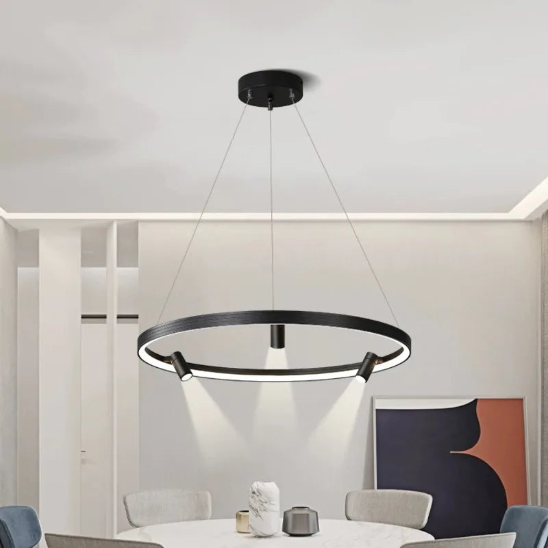 Nordic Black LED Pendant Lights for Home Decor - 80x10cm