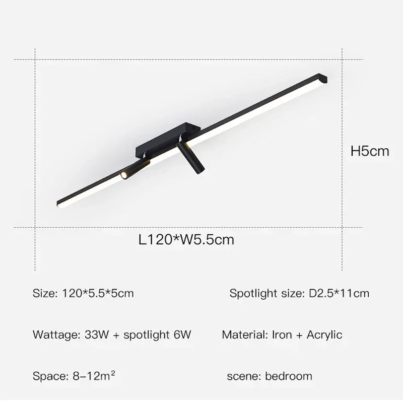 Acrylic Black Strip LED Chandeliers for Indoor Living Dining Room