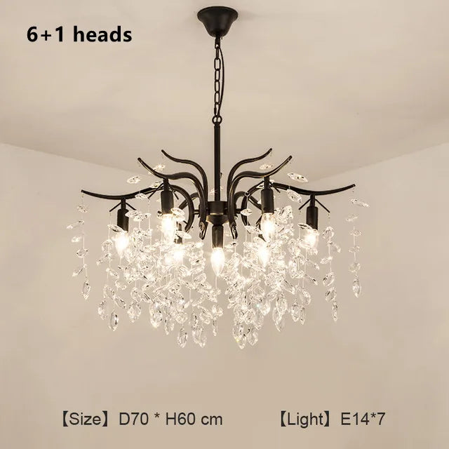 Crystal Chandelier: Modern Minimalist Luxury LED Lighting for Living Room and Bedroom
