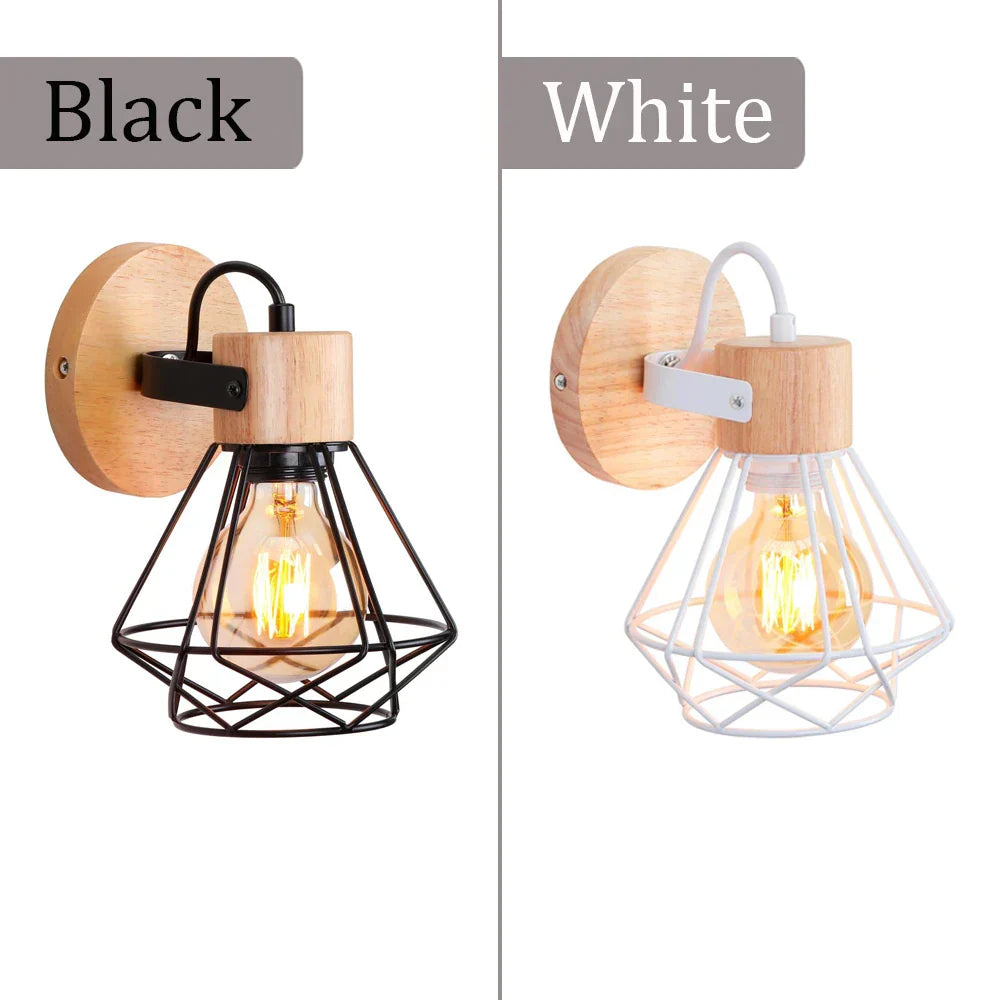 Retro Wood Wall Sconce Vintage Ceiling Pendant Lights for Home Décor