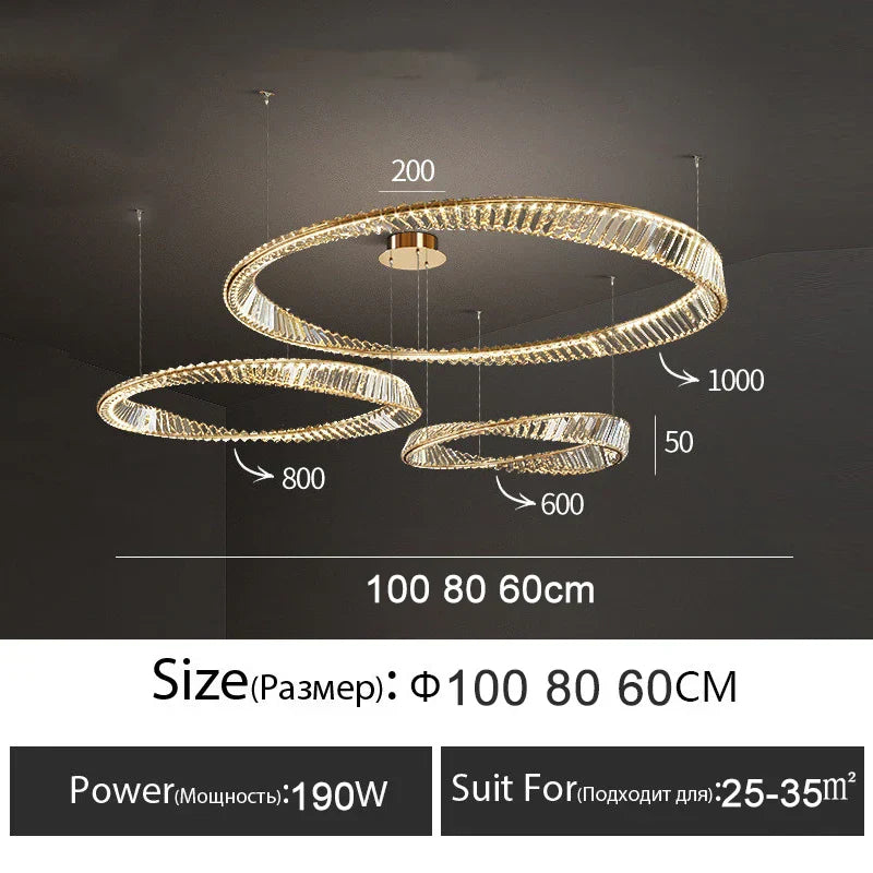 LED Crystal Chandelier Dimmable Luxe Halo Alloy Fixture