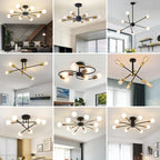 Vintage Industrial Rod Iron Ceiling Chandelier for Living Room Lighting