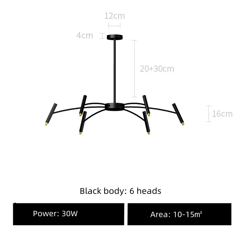 Black Sputnik Chandelier: Nordic Design, Adjustable Lighting for Home Décor