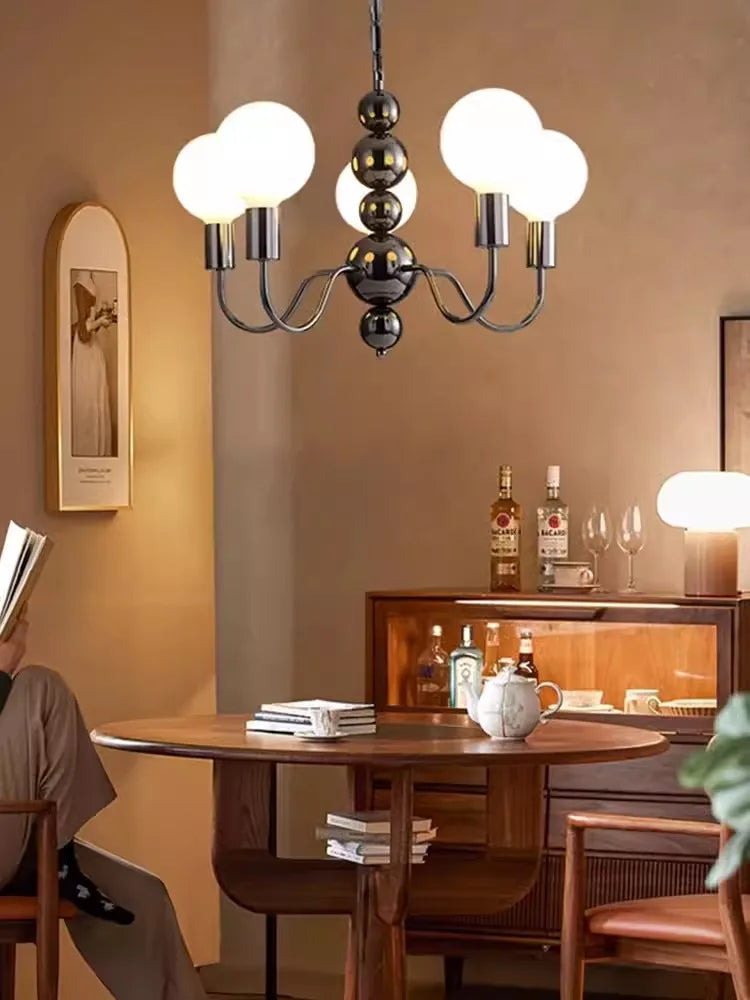 Pearl Black Chandelier: Minimalist High-End Bauhaus Design for Living Room Bedroom Study