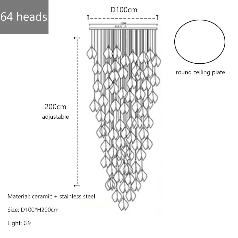 Petals G9 LED Pendant Light: Modern Ceramics Lustre for Hotel Lobby, Villa, Living Room, Stairs