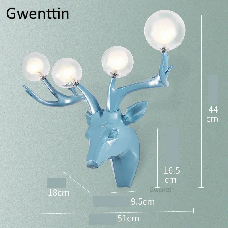 Resin Antlers Wall Sconce: Modern LED Deer Light Fixture for Home Decor