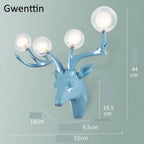 Resin Antlers Wall Sconce: Modern LED Deer Light Fixture for Home Decor