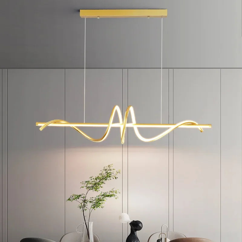 Modern Curved Dining Table Pendant Lamp LED Suspension Lighting
