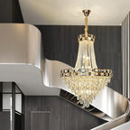 Smart Dimming Crystal Chandelier for Luxury Villa Living Room, High-end Duplex Building Atmosphere