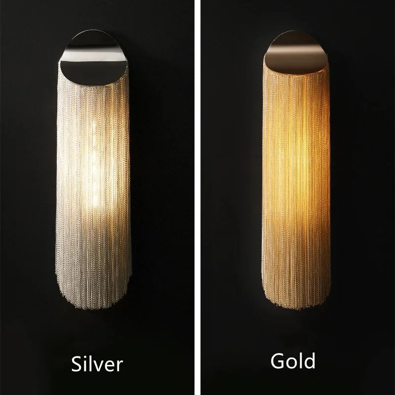 Luxury Silver & Gold Tassel Wall Sconces for Modern Living Room & Hotel Bedroom