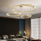 Gold Steel Rings Crystal Pendant Light