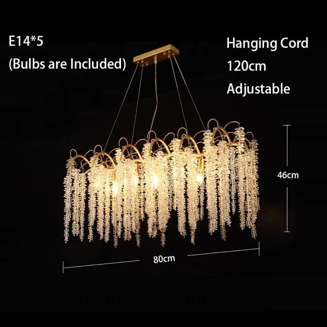 Gold Glass LED Crystal Chandeliers for Luxe Dining Room Decor