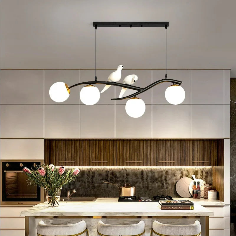 Nordic Bird Chandelier: Elegant Ceiling-Mounted Pendant Light for Home Dining & Living Rooms
