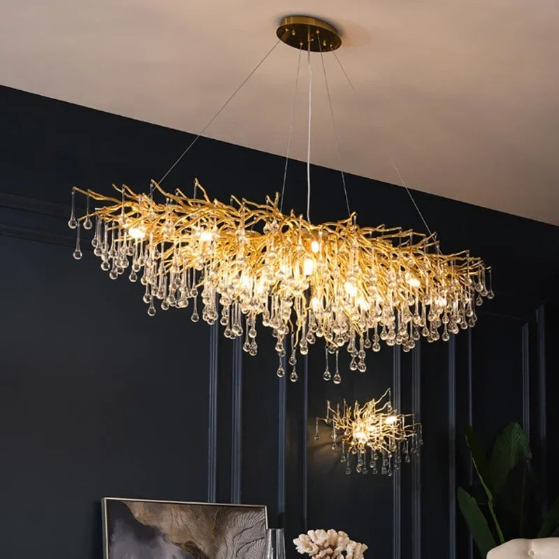Gold Chandelier Glass Pendant Lamp for Home Decor - Modern Luxury Lighting