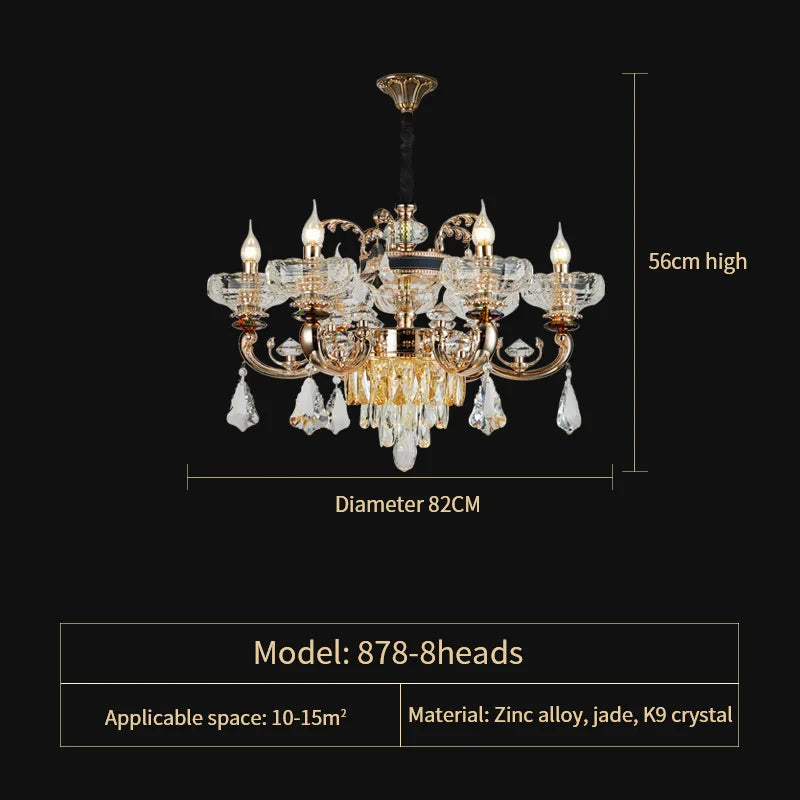 Jade Crystal Chandelier: Elegant European Living Room Lamp