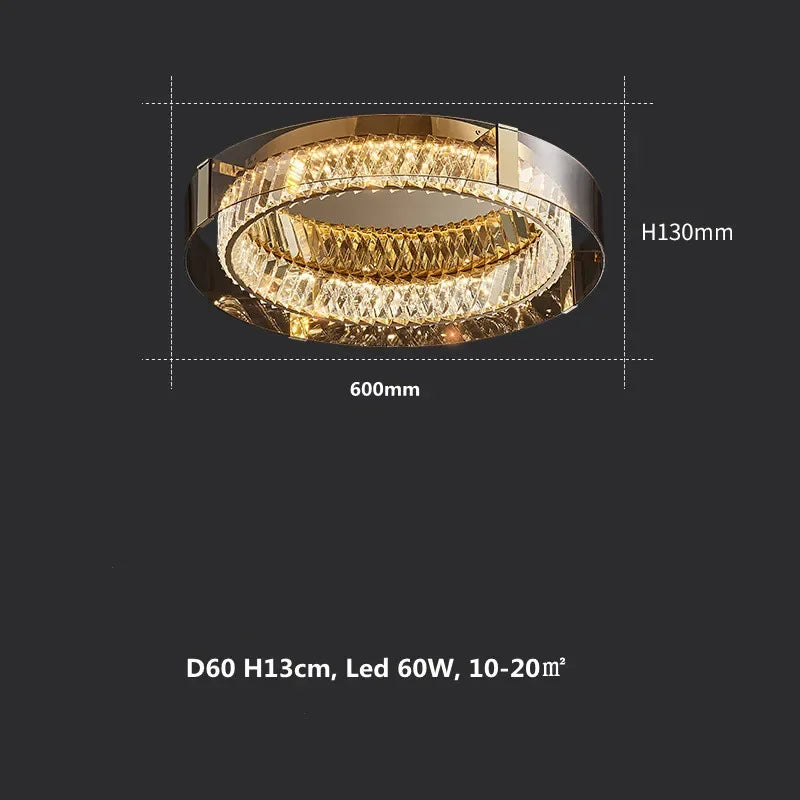 Modern Crystal LED Ceiling Lamp with Dimmable Lights