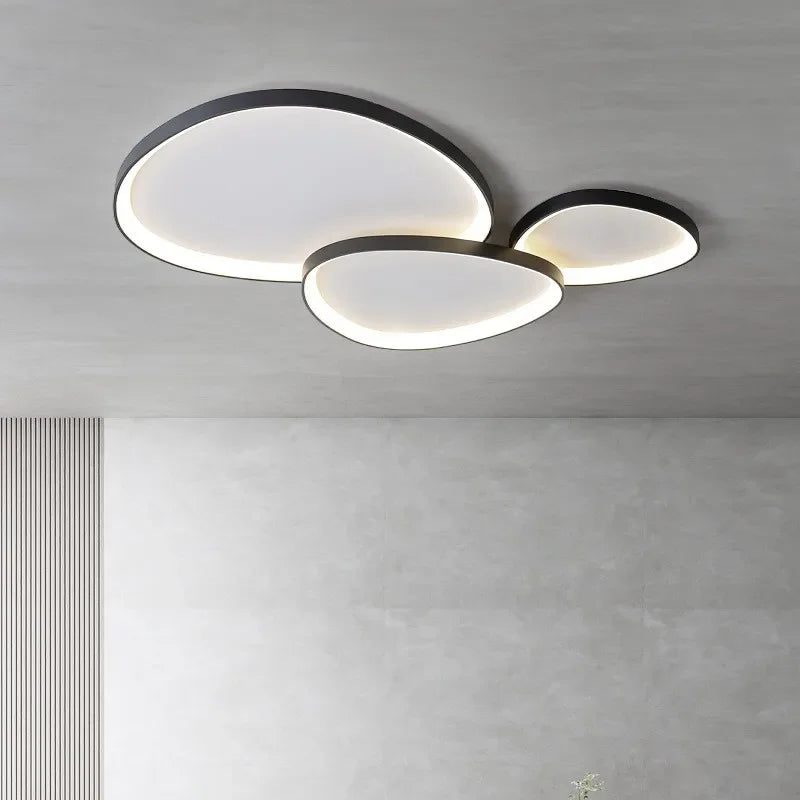 Nordic LED Ceiling Chandelier, Dimmable Black Stone Design for Living Room and Bedroom