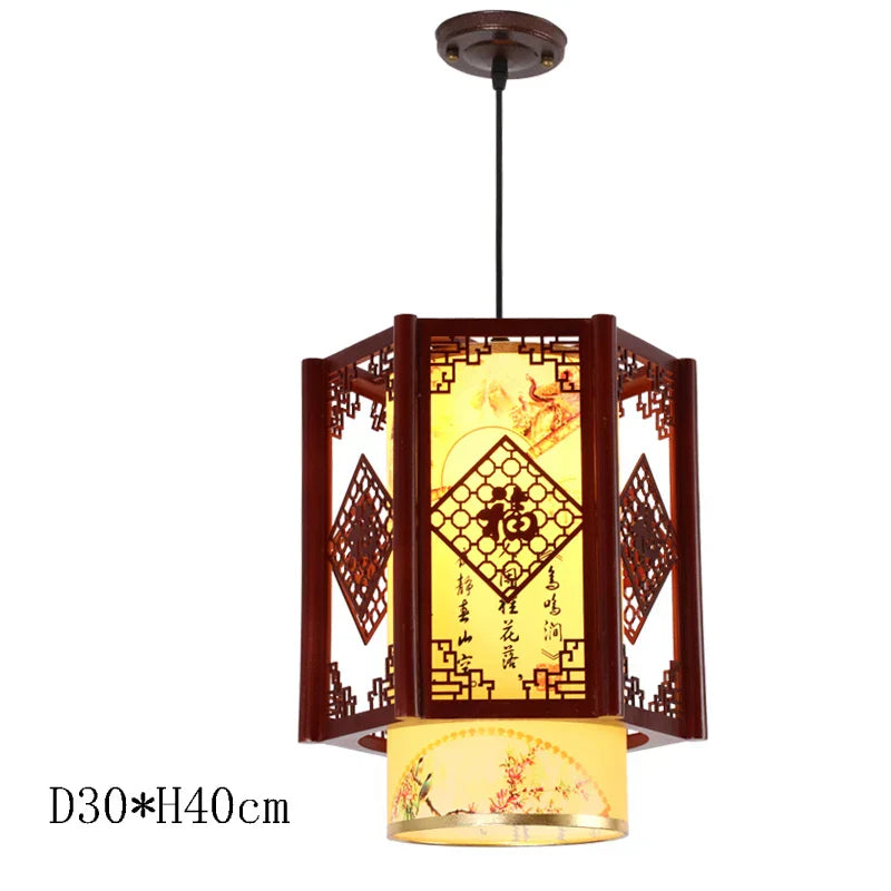 Antique Wood Pendant Lights for Dining Room, LED Living Room Decor Lighting Fixtures