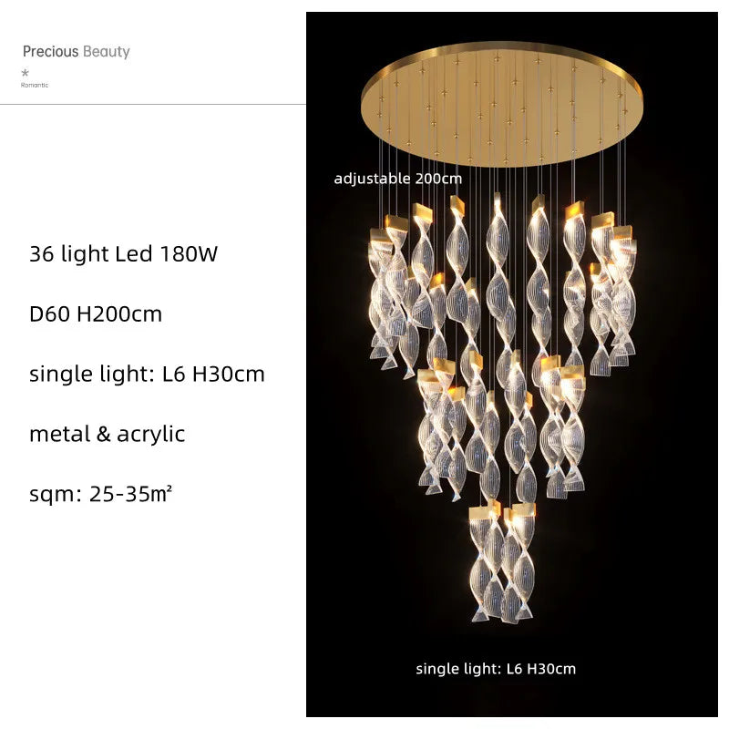 Nordic Acrylic LED Dimmable Chandelier Modern Luxury Foyer Pendant Lighting