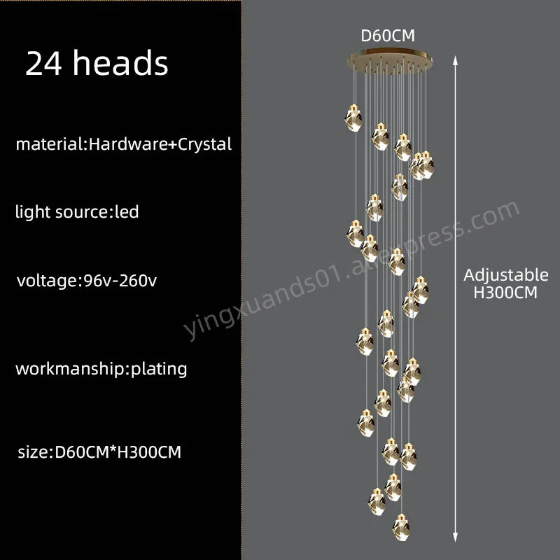 Nordic Crystal Chandelier | Living Room Villa Ceiling Light