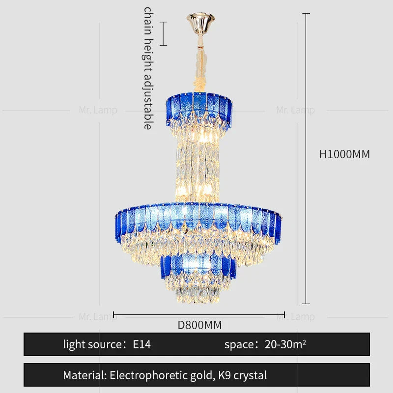 Crystal Chandelier: Postmodern Multi-layer Luxury for Villa, Hotel Lobby, and Living Room