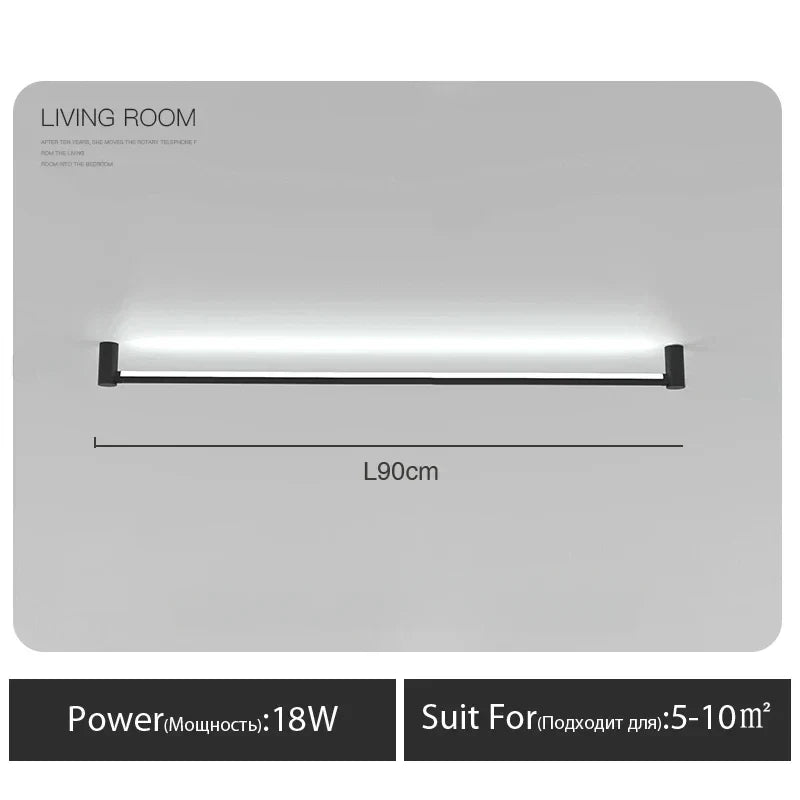 Black Bar Linear Wall Light for Living and Dining Room Lighting