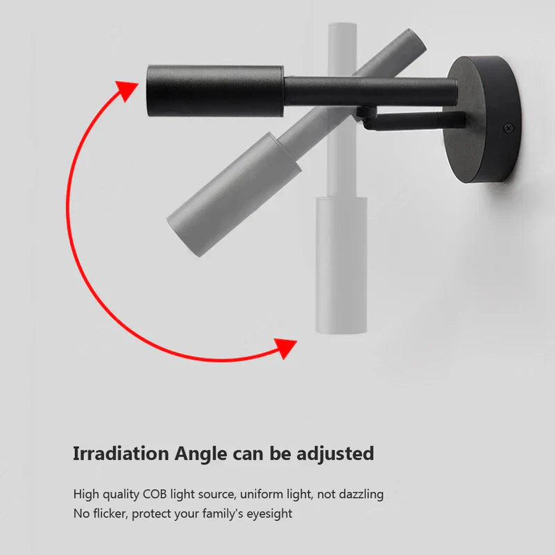 Adjustable Indoor LED Wall Lamp Spotlight Fixture, Aluminum, Rotatable 350°