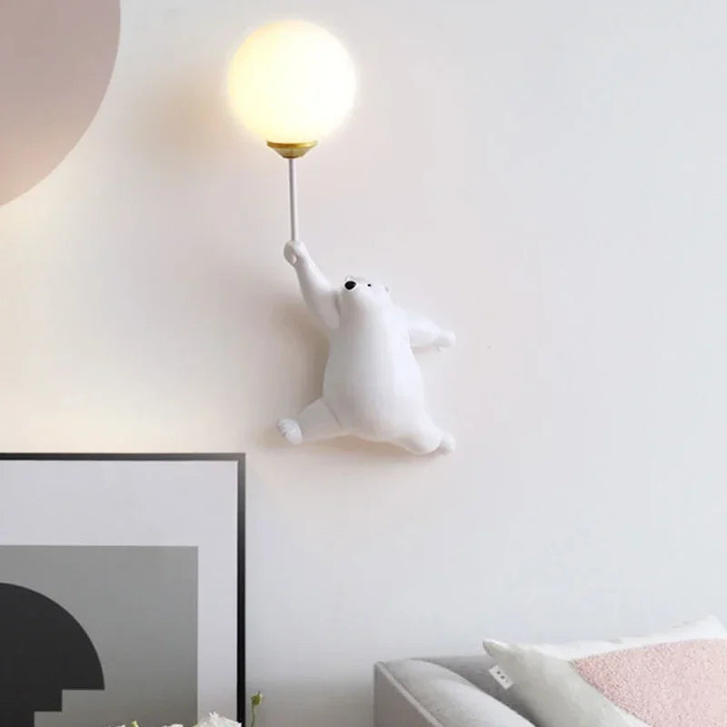 Kids Bear Wall Light Moon Decor for Girl Bedroom