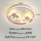 Butterfly Pink Ceiling Light for Kids Room & Study, Creative Decorative Lamp
