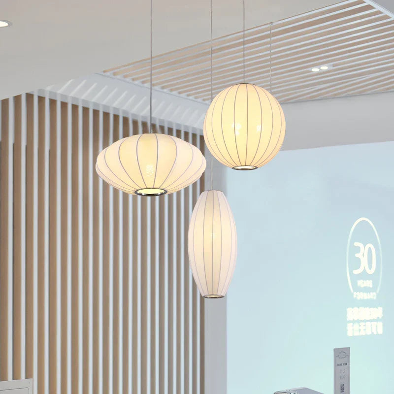 Tatami Fabric Shade LED Pendant Lights for Living Dining Bedroom