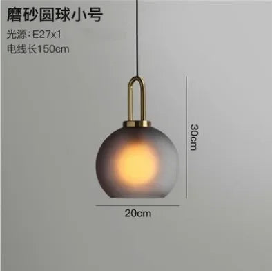 Glass Ball Pendant Light Fixture for Kitchen Dining Room Bedroom - Modern Hanging Lamp Luminaire Home Decor Lighting