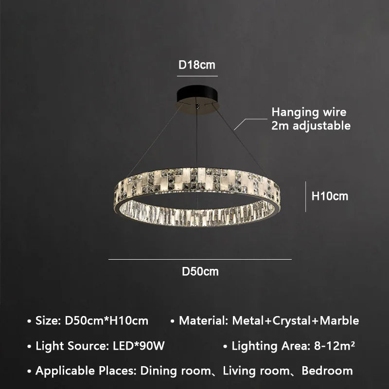 Crystal Lustre Circle Chandelier LED Lights - Modern Luxury Minimalism décor