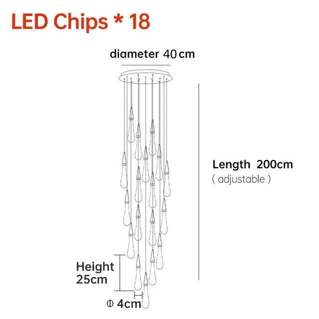 Modern LED Staircase Chandelier for Living Room Villa Duplex Building Rotation