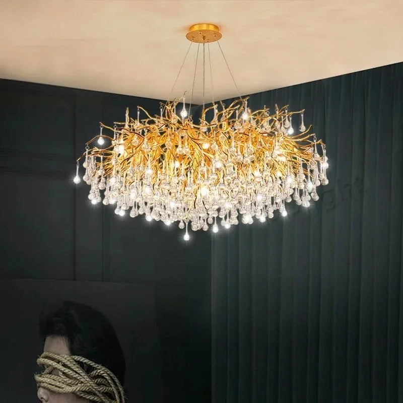 Crystal Dendritic Chandelier: Modern Luxe for Living Room, Dining Room, Bedroom, Hotel Lobby