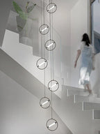 Modern LED Chandelier Ring Light Lamp Suspension Staircase Lighting