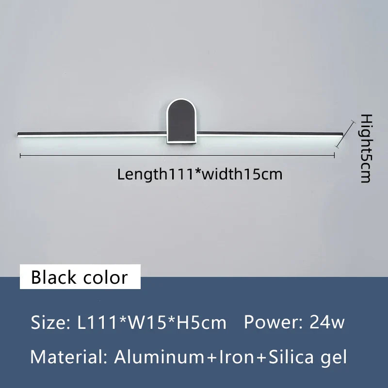 Nordic LED Mirror Light by - Modern Black/White Wall Sconce for Bathroom Mirror