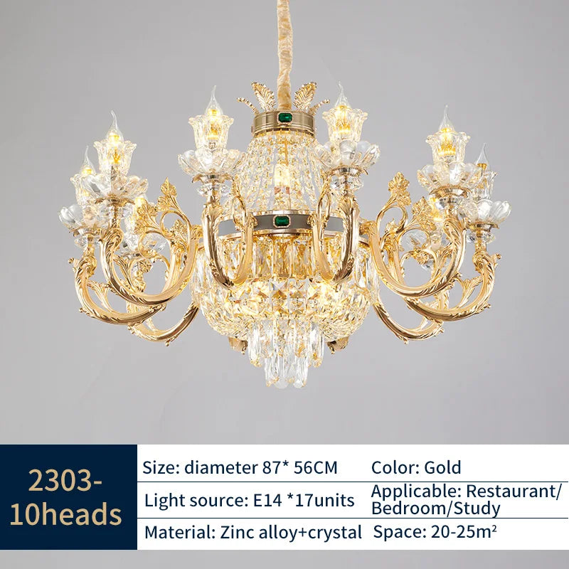 Elegant Duplex Crystal Chandelier for Villa Living Room & Hotel Lobby