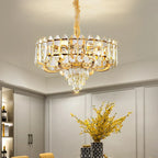 Crystal Chandelier: American Luxury LED Pendant for Living Room, Dining Room, and Bedroom