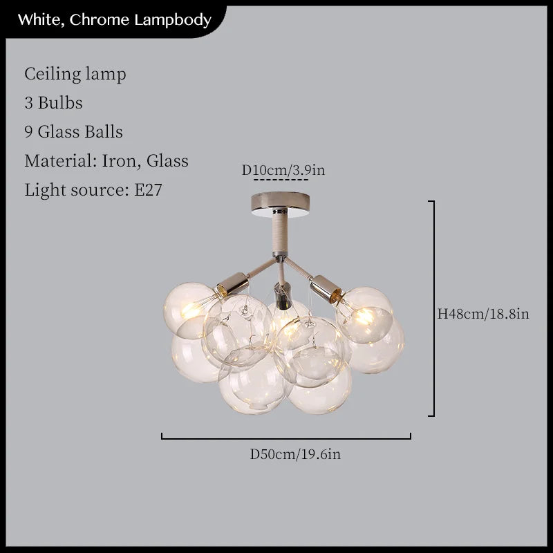 Glass Balls Ceiling Pendant Lights Minimalist Living Room Chandelier Shop Bar Decor