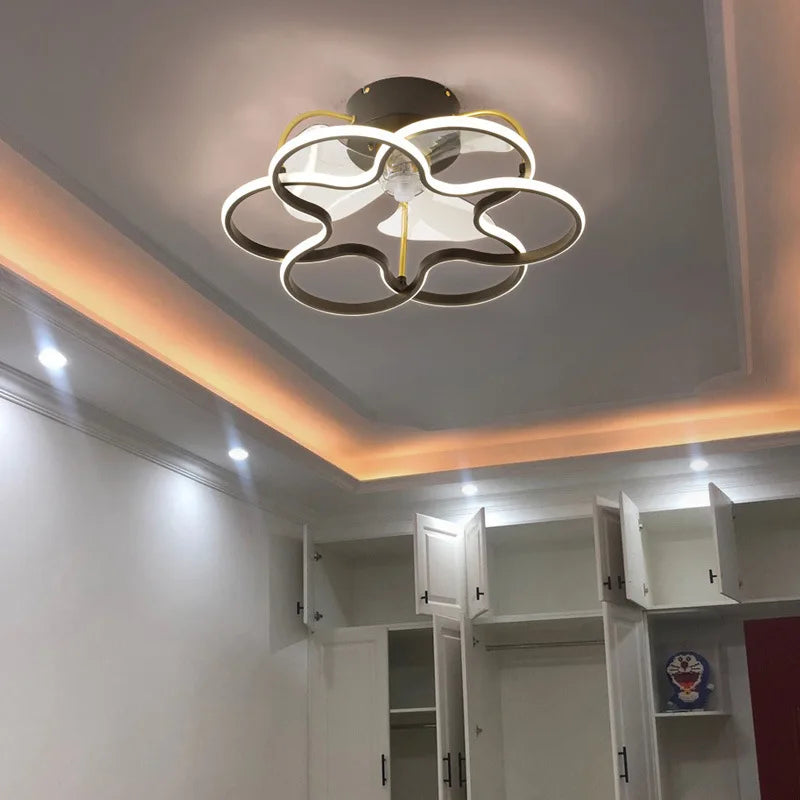 LED Ceiling Fan with Remote Control, Modern Silent Lighting Fixture for Bedroom and Dining Room