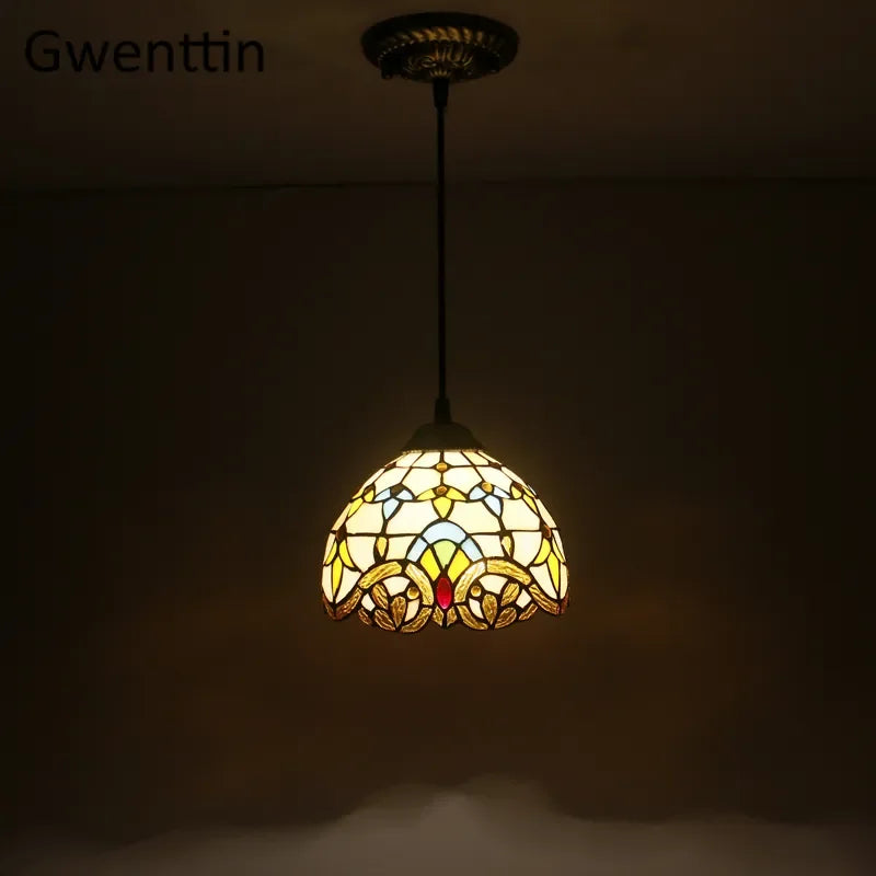 Tiffany Style Stained Glass Pendant Chandelier for Home Lighting