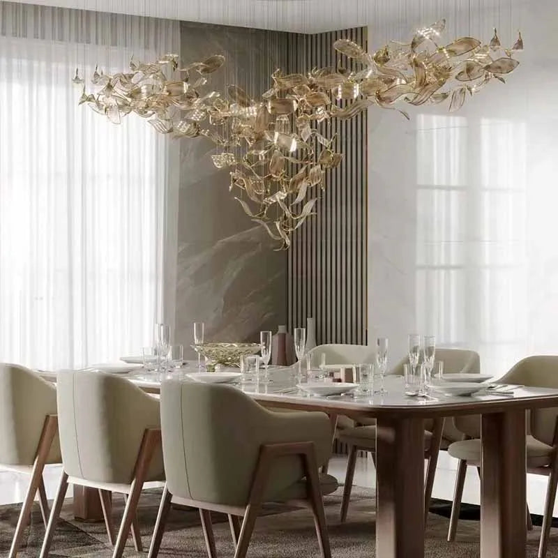 Modern Crystal Glass Pendant Chandelier for High Ceiling Staircase and Home