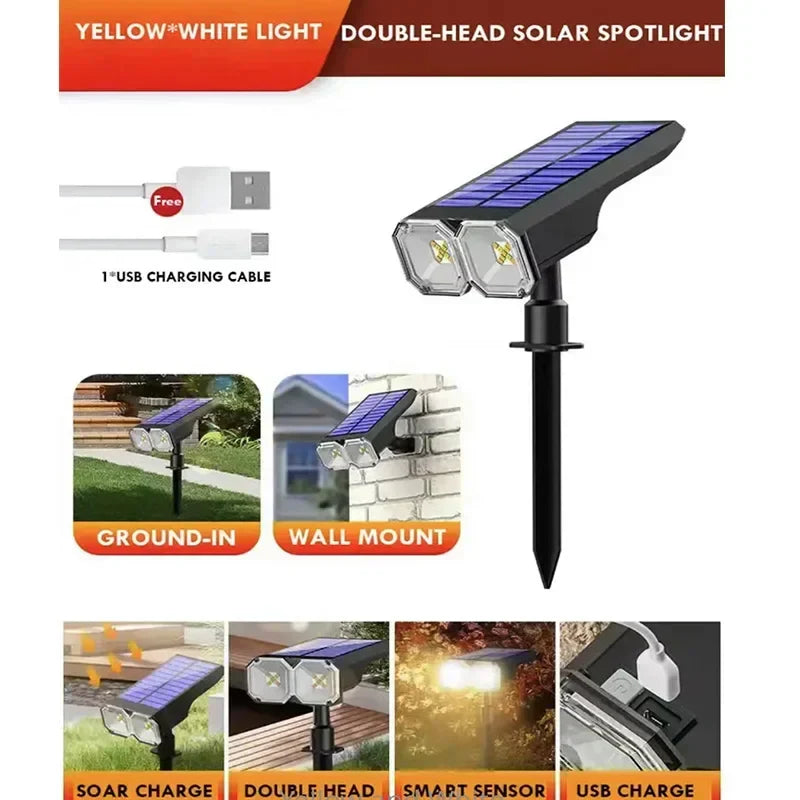 Solar Color Changing LED Outdoor Spot Light - Waterproof Multicolor Landscape Spotlight