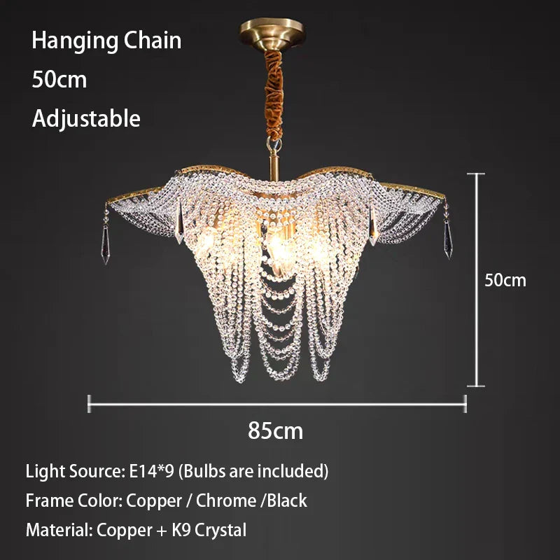 Modern Butterfly Crystal Chandelier Light for Living Room, Dimmable Home Lighting