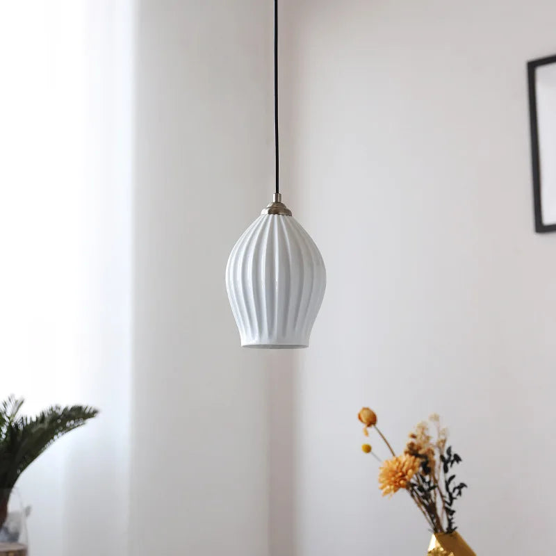 Elegance Ribbed Ceramic Pendant Lights for Dining Island, Living Room
