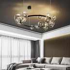 Glass Bubble LED Ceiling Chandelier for Home, Modern Ring Hanging Light Fixtures