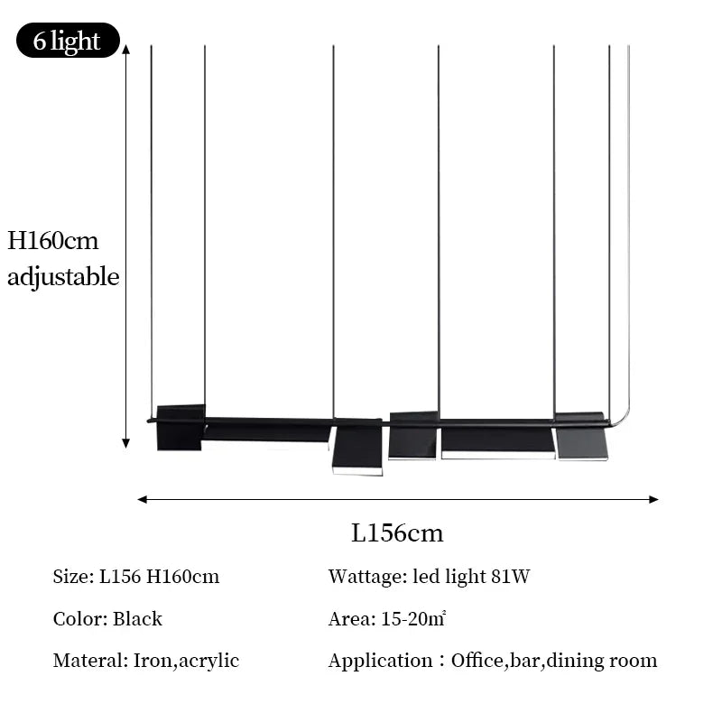 Modern Minimalist Rotatable LED Pendant Chandeliers for Dining Room and Office