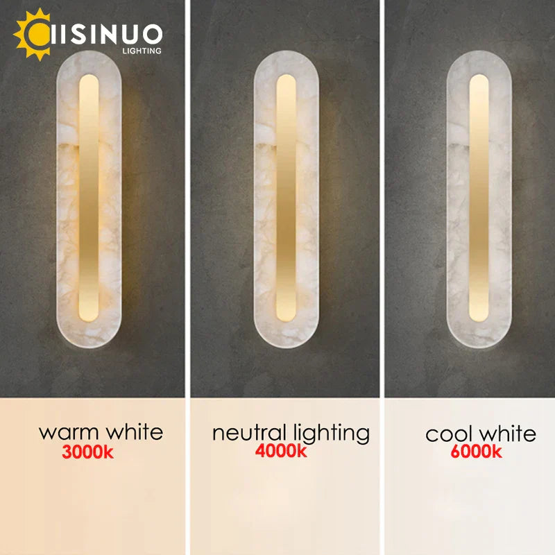 Marble Wall Light: Modern Copper Gold LED Sconce for Bedroom Hotel Corridors