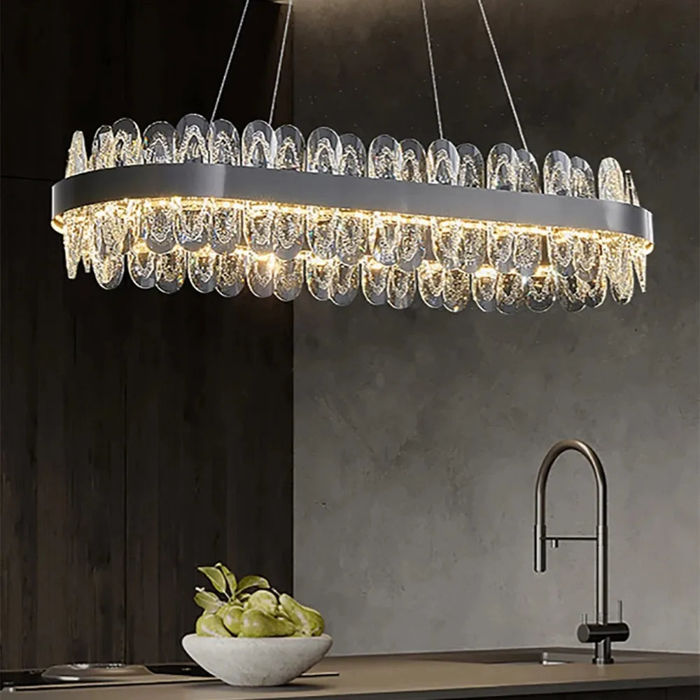 Crystal LED Chandelier: Luxury Living Room Pendant Light with Modern Design